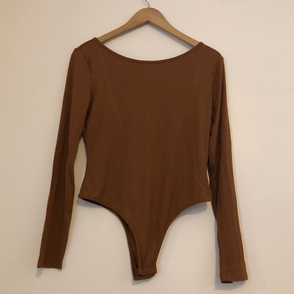 Brown Deep-Back Body Suit